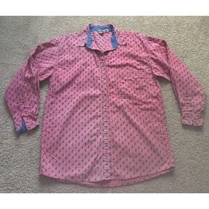 Vintage Sudden Impact Pink Blue Horse Floral Print Button Down Shirt Small